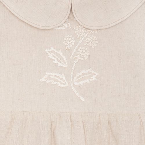 Romper de Bebê Feminino Cambraia de Linho com Bordado Rococó - CRU