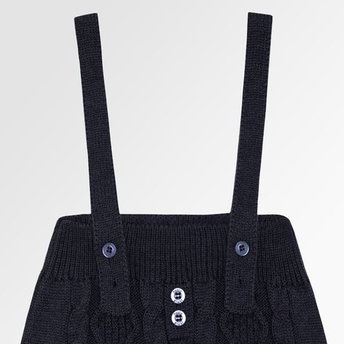 Romper de Bebê Masculino Tricot com Alças Ponto Trança - AZUL ESC  MESCLA