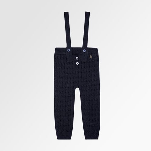 Romper de Bebê Masculino Tricot Calça Ponto Trança - AZUL ESC  MESCLA
