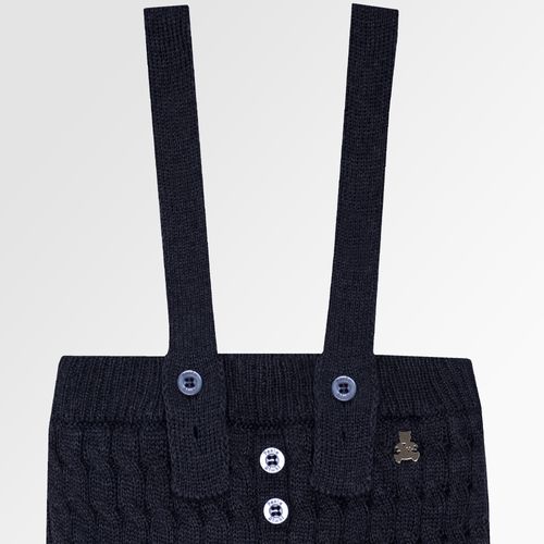 Romper de Bebê Masculino Tricot Calça Ponto Trança - AZUL ESC  MESCLA
