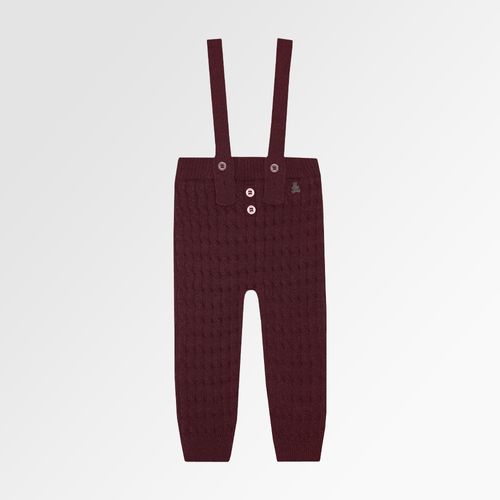 Romper de Bebê Masculino Tricot Calça Ponto Trança - BORDO