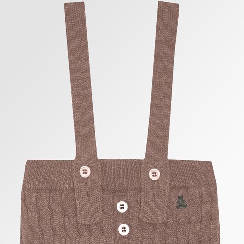 Romper de Bebê Masculino Tricot Calça Ponto Trança - MARROM