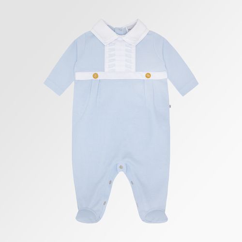 Macacão de Bebê Masculino Longo Mockline Gola Dupla - AZUL BEBE