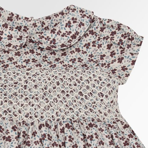Vestido de Bebê Feminino Ponto Smock Fustão Estampa Majestic - CRU