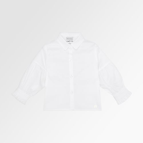 Camisa de Bebê Feminina Manga Longa Cotton Napoles Fio 60 com Babados - BRANCO