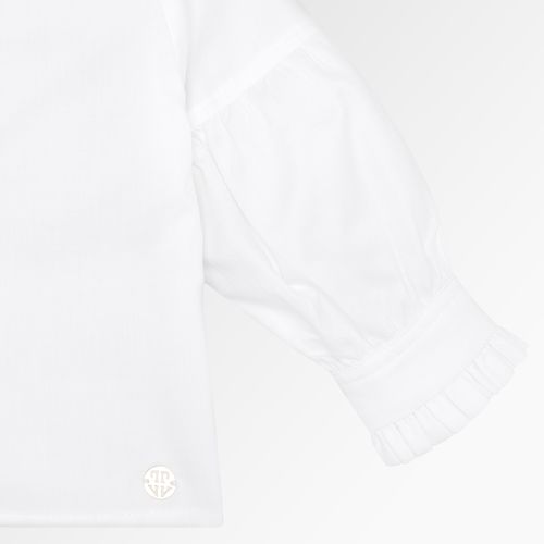 Camisa de Bebê Feminina Manga Longa Cotton Napoles Fio 60 com Babados - BRANCO