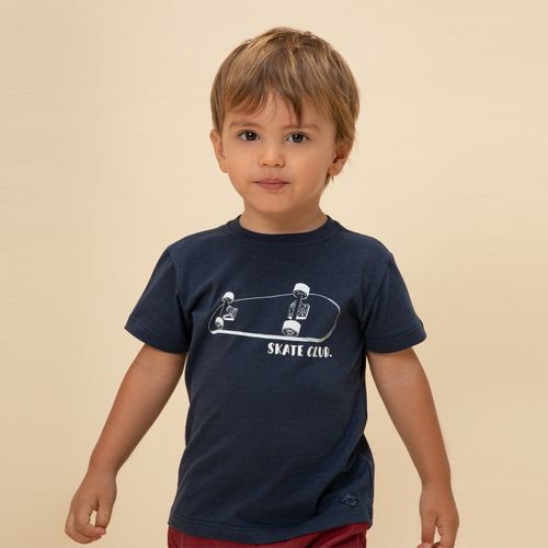 Camiseta de Bebê Masculina Manga Curta Skate Club - AZUL MARINHO
