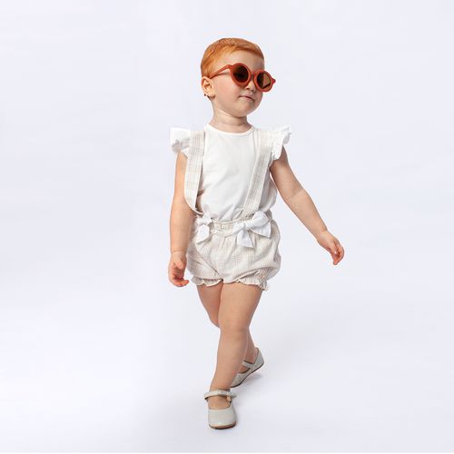 Blusa de Bebê Feminina Manga Curta com Babados - BRANCO