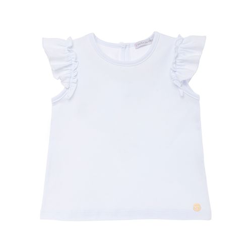 Blusa de Bebê Feminina Manga Curta com Babados - BRANCO