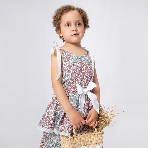 Bata Infantil Feminina Algodão Egípcio Mini Floral - BRANCO