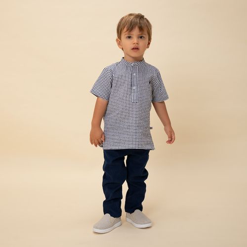 Calça Jeans de Bebê Masculina Italy Canelado - AZUL MARINHO