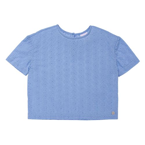 Bata Infantil Feminina Cropped Manga Curta Romantic Laise - AZUL