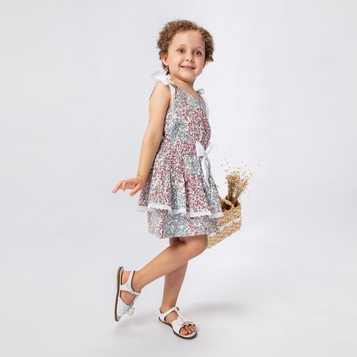 Saia Infantil Feminina Algodão Egípcio Mini Floral - BRANCO