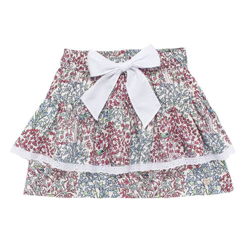 Saia Infantil Feminina Algodão Egípcio Mini Floral - BRANCO