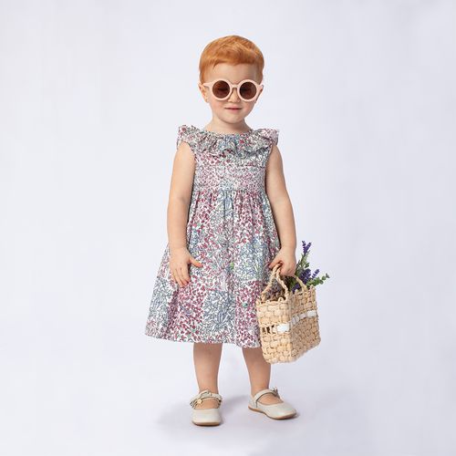 Vestido de Bebê Feminino Algodão Egípcio Ponto Smock - BRANCO