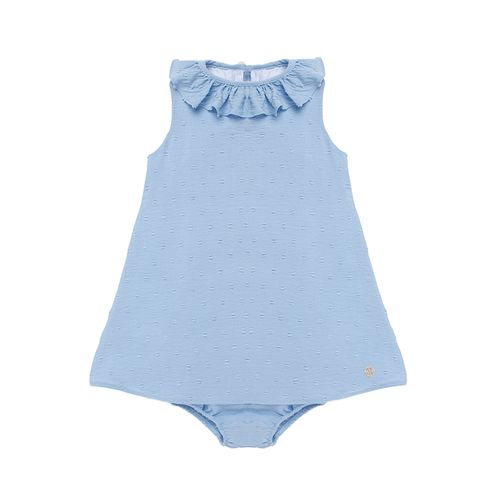 Vestido de Bebê Feminino Dot com Babados - AZUL BEBE