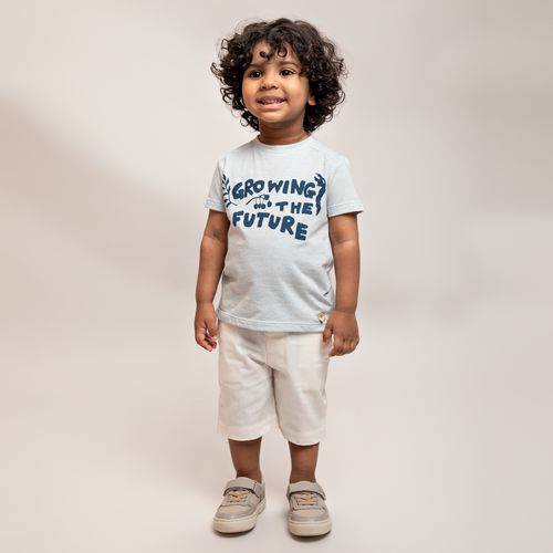 Camiseta de Bebê Masculina Manga Curta Growing - AZUL