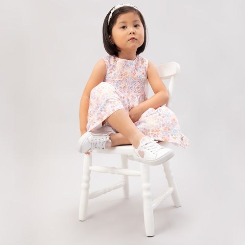 Vestido de Bebê Feminino Algodão Egípcio Estampa Jardim - SALMON