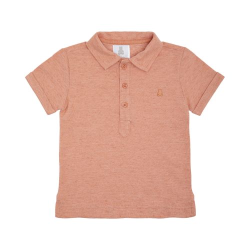 Camiseta Polo de Bebê Masculina Manga Curta Piquet Linen - OCRE