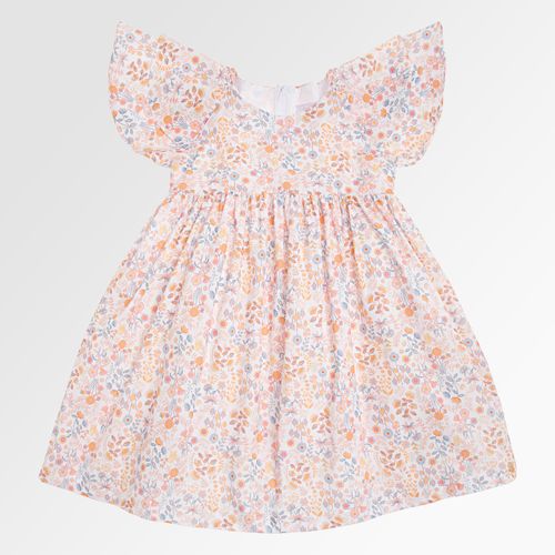 Vestido Infantil Feminino Algodão Egípcio Estampa Jardim - SALMON