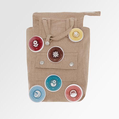 Mochila Infantil Unissex com Bottons - BEGE