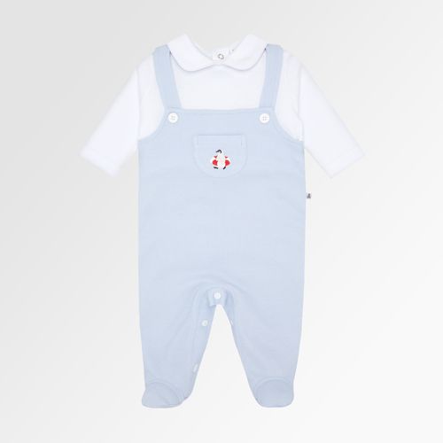 Macacão de Bebê Masculino Longo Ponto Roma Jardineira Pinguim - AZUL BEBE