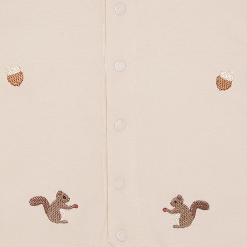 Macacão de Bebê Masculino Longo Algodão Egípcio Bordado Esquilos - BEGE