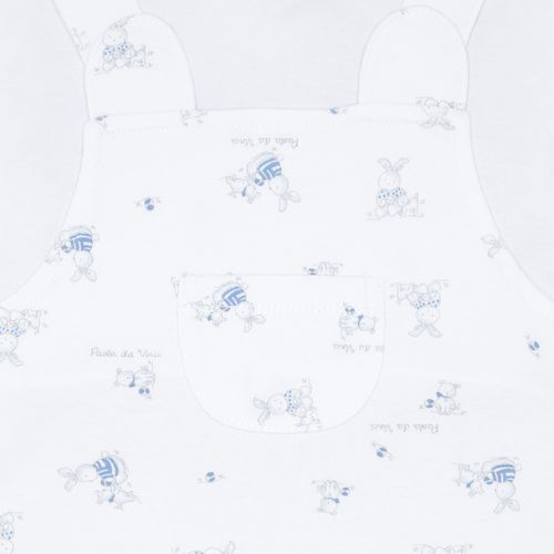 Macacão de Bebê Masculino Longo Algodão Egípcio com Jardineira Coelhos - AZUL BEBE