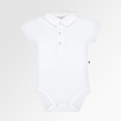 Camiseta Body de Bebê Masculino Manga Curta Suedine Algodão Egípcio com Vivo - BRANCO