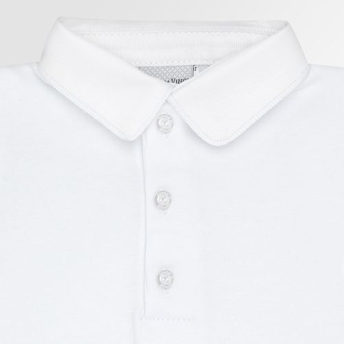 Camiseta Body de Bebê Masculino Manga Curta Suedine Algodão Egípcio com Vivo - BRANCO