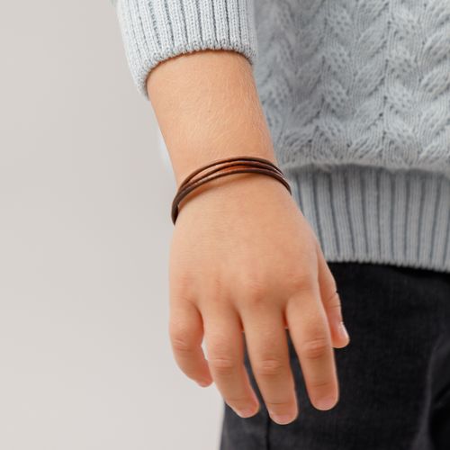 Pulseira de Bebê Masculina Couro Italianinha - MARROM
