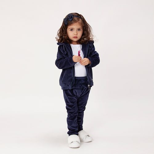 Conjunto de Bebê Feminino Plush Cotelê - AZUL MARINHO
