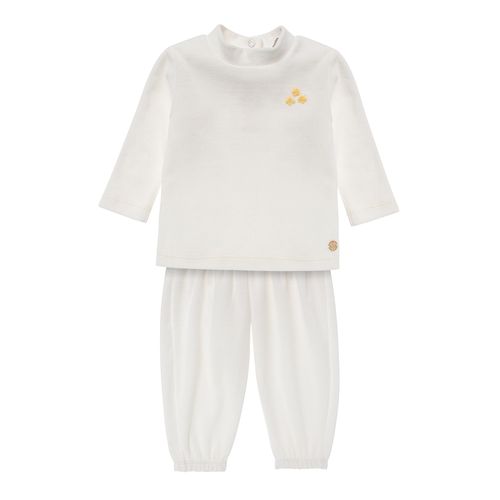 Conjunto de Bebê Feminino Plush Bordado - OFF WHITE