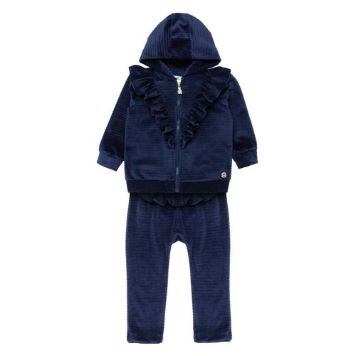 Conjunto de Bebê Feminino Plush Cotelê - AZUL MARINHO