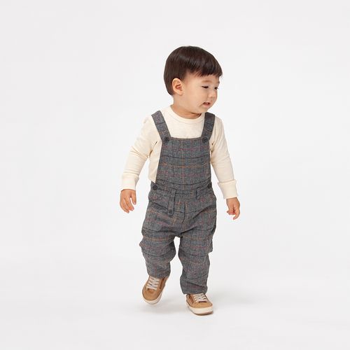 Jardineira de Bebê Masculina Xadrez Flanelada - CINZA