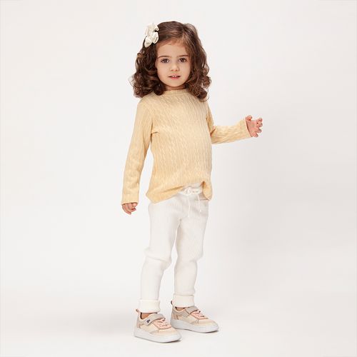 Legging de Bebê Feminina Tricot Canelado - BRANCO
