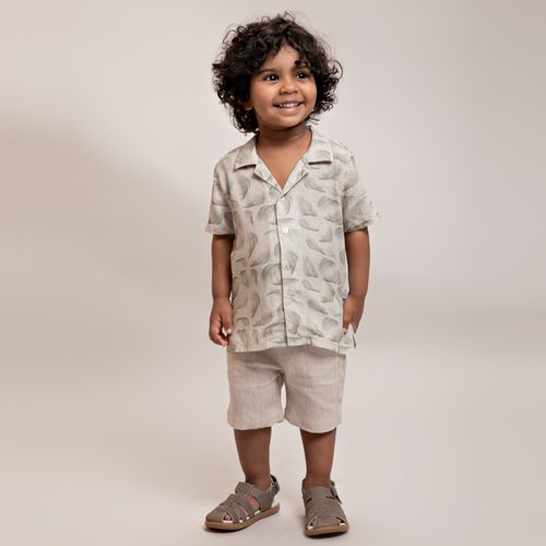 Camisa de Bebê Masculina Manga Curta Folhagens - VERDE