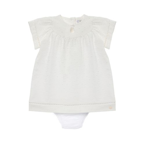 Vestido de Bebê Feminino Dot Renda Guipir - BRANCO