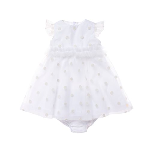 Vestido de Festa Bebê Feminino Tule Poás - OFF WHITE
