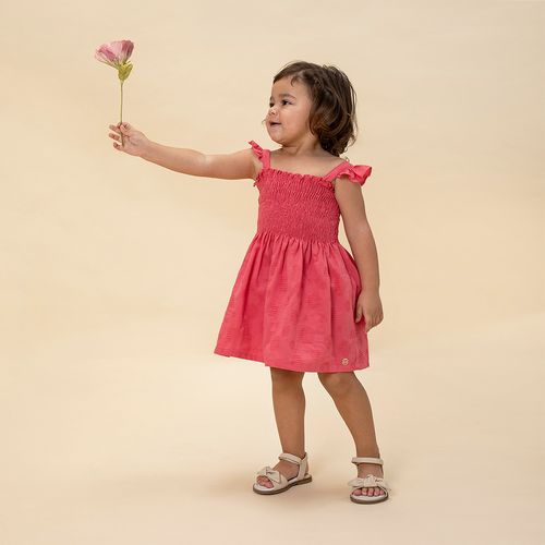 Vestido de Bebê Feminino Lastex Poás - CORAL