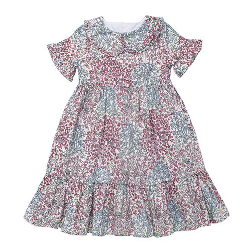 Vestido Infantil Feminino Algodão Egípcio Mini Floral - BRANCO