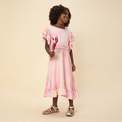 Vestido Infantil Feminino Viscose Tie Dye Mini Floral - ROSA