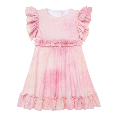 Vestido Infantil Feminino Viscose Tie Dye Mini Floral - ROSA