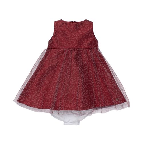 Vestido de Festa Bebê Feminino Tule Mini Floral - VERMELHO