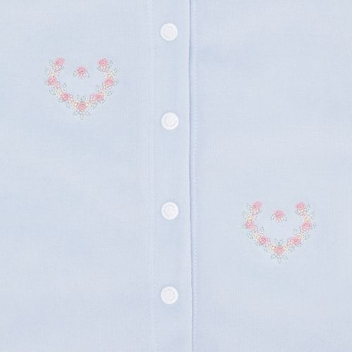 Macacão de Bebê Feminino Longo Plush com Bordado Coração Flores - AZUL BEBE