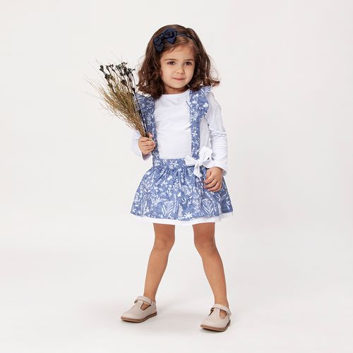 Blusa de Bebê Feminina Manga Longa Bordada - BRANCO