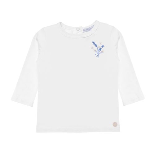 Blusa de Bebê Feminina Manga Longa Bordada - BRANCO