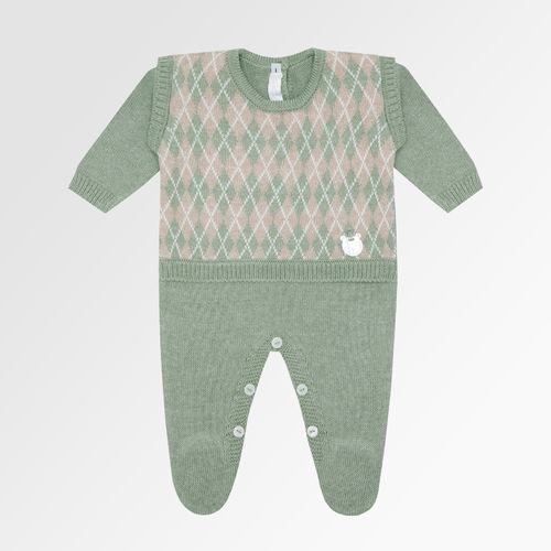 Saída de Maternidade Masculina Tricot Losangos - VERDE M.PLANT