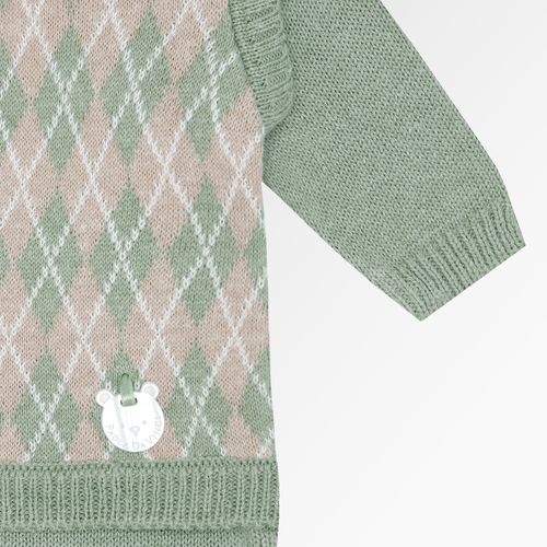 Saída de Maternidade Masculina Tricot Losangos - VERDE M.PLANT