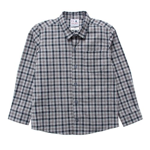 Camisa Infantil Masculina Manga Longa Xadrez - CINZA